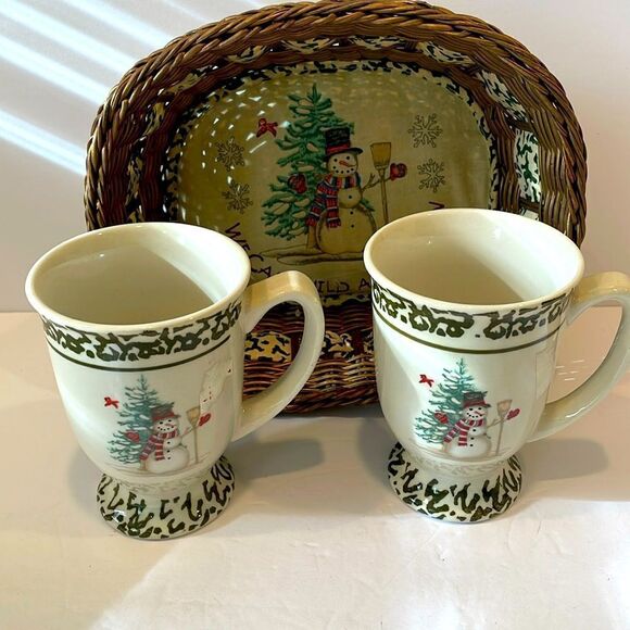 Christmas mug set with basket - Picture 1 of 7